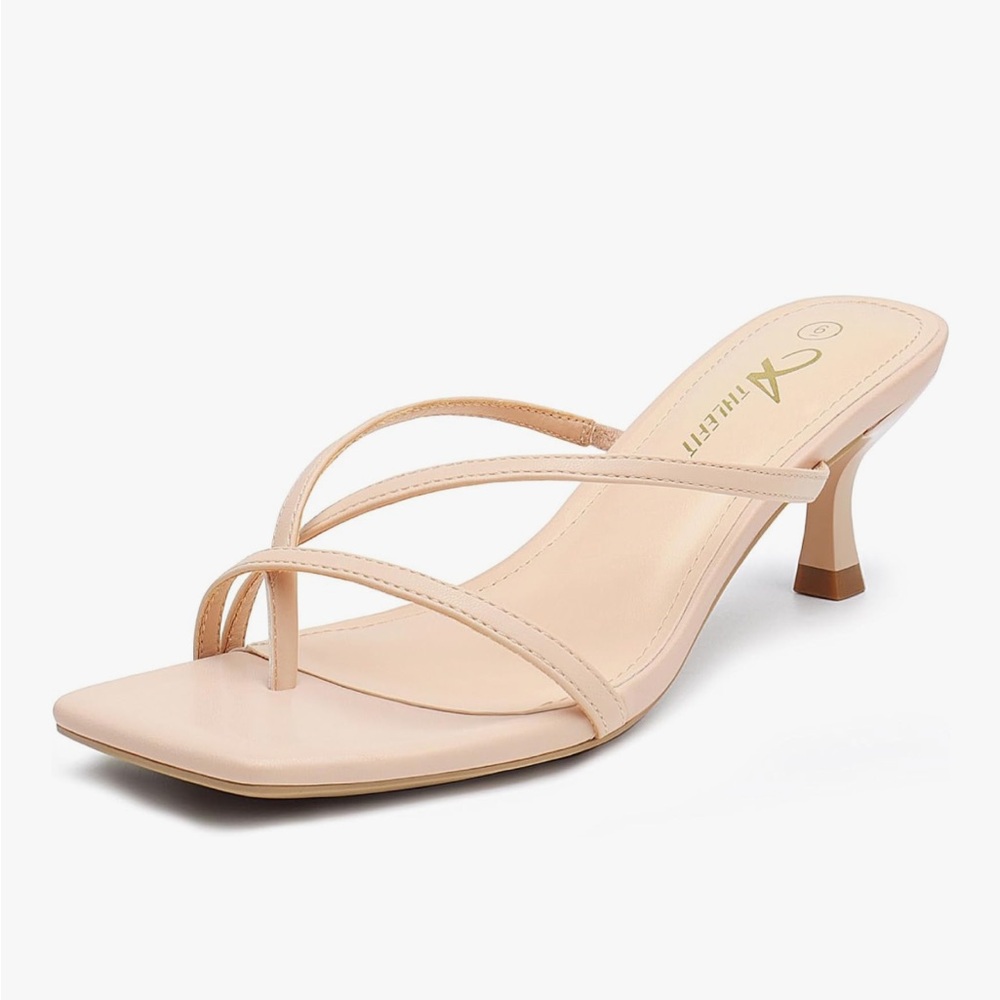 Cream Minimalist Kitten Heel Sandals
